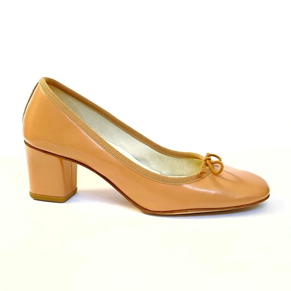 Repetto light brown tan nastasia ballerina ballet chunky thick high heels pumps - Picture 2 of 13